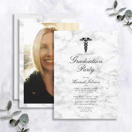 Invitación Graduación de fotografía de mármol blanco en la Fa