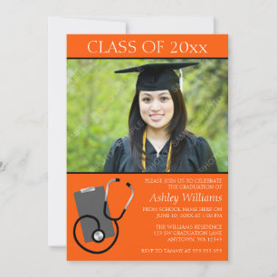 Invitación Graduación de fotografía de Naranja de la Escuela
