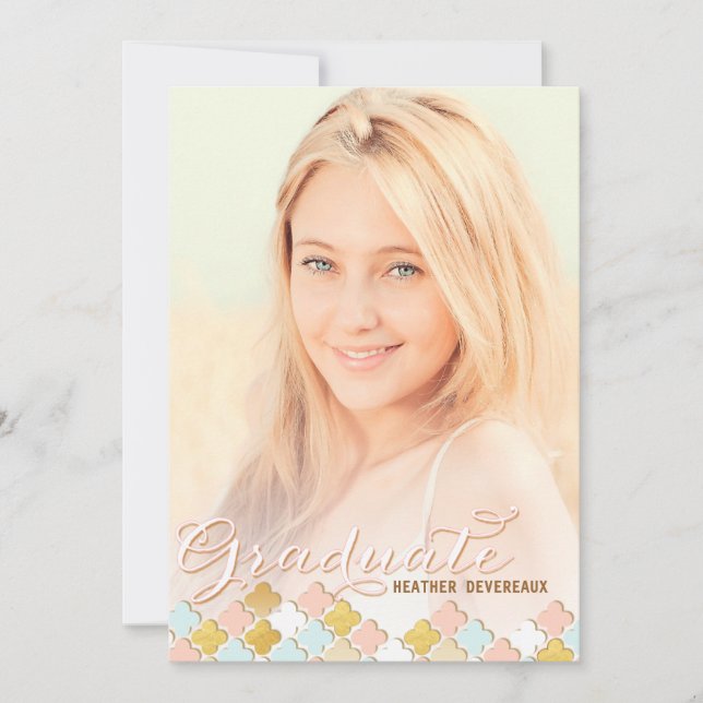 Invitación Graduación de fotografía de primer nivel de Pink & (Anverso)