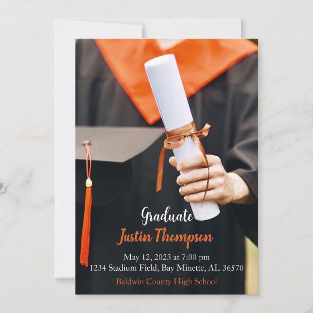 Invitación Graduación de fotografía de secundaria o universit (Anverso)
