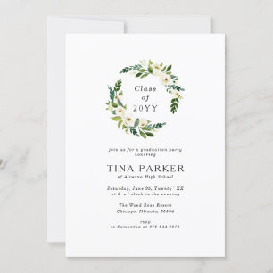 Invitación Graduación de fotografía de vegetación de rosas bl