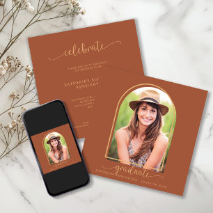 Invitación Graduación de fotografía del Arco de Oro Boho Terr