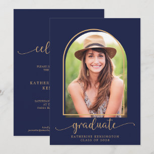 Invitación Graduación de fotografía del Arco Oro Azul de la M