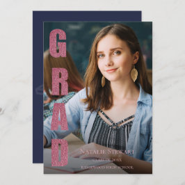 Invitación Graduación de fotografía Faux Rosa Gold GRAD