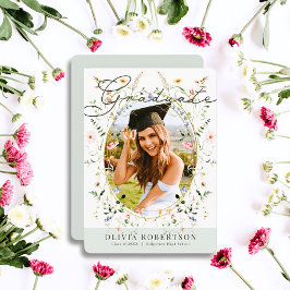 Invitación Graduación de fotografía floral de acuarela de flo