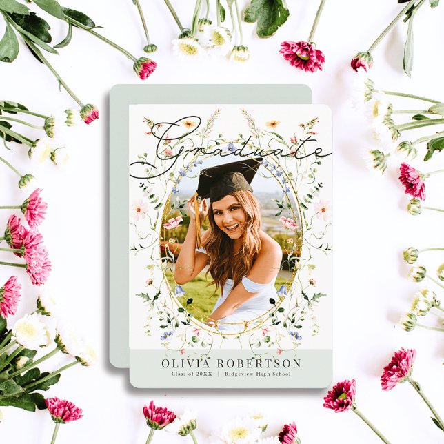 Invitación Graduación de fotografía floral de acuarela de flo (Subido por el creador)
