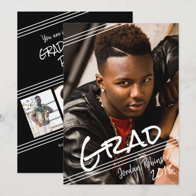 Invitación Graduación de fotografía GRAD por graffitis Art Ha (Anverso / Reverso)