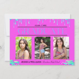 Invitación Graduación de fotografía holográfica por goteo con