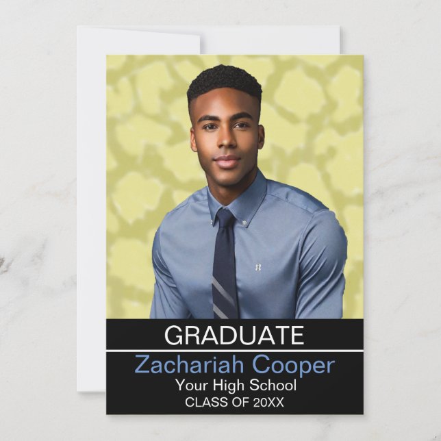Invitación Graduación de fotografía masculina afroamericana p (Anverso)