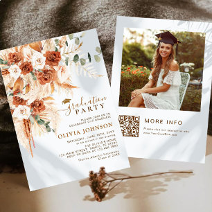 Invitación Graduación de fotografía mínima moderna Código QR