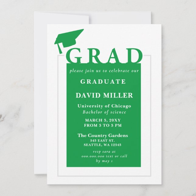 Invitación Graduación de fotografía Minimalista moderna de gr (Anverso)