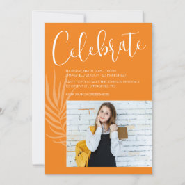 Invitación Graduación de fotografía naranja