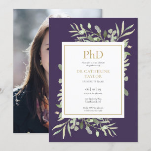 Invitación Graduación de Fotografía Púrpura por Grado de Verd