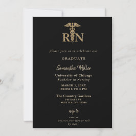 Invitación Graduación de fotografía RN de enfermera con regis