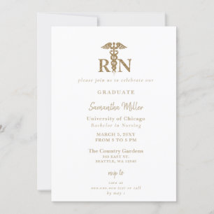 Invitación Graduación de fotografía RN de enfermera con regis