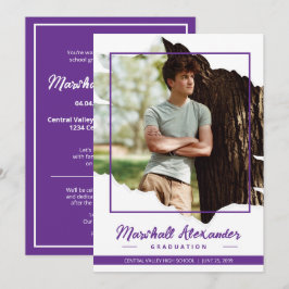 Invitación Graduación de fotografía rota por morado