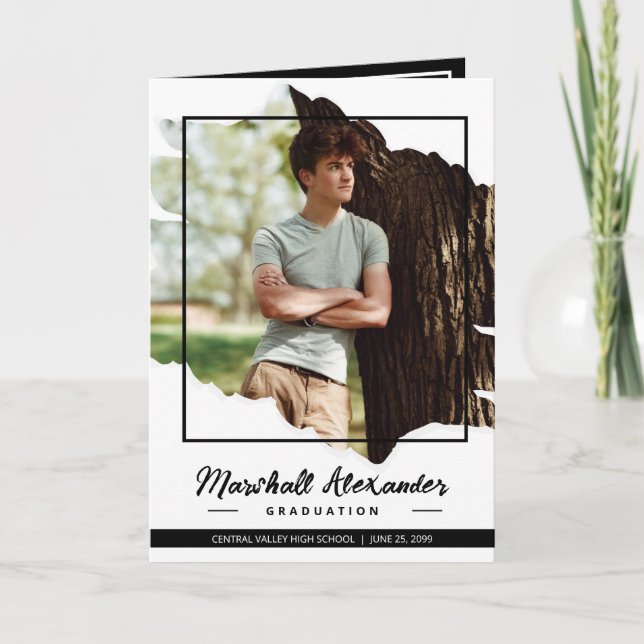 Invitación Graduación de fotografía rota por negrita (Anverso)