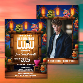 Invitación Graduación de fotografía tropical Tiki Hawai Luau