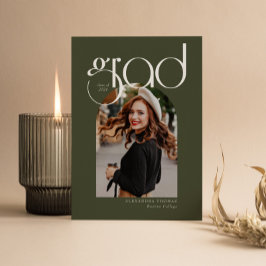 Invitación Graduación de fotografía verde Minimalista moderna