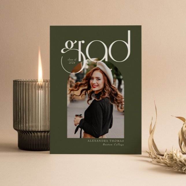 Invitación Graduación de fotografía verde Minimalista moderna (Subido por el creador)