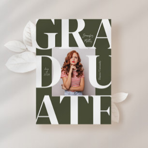 Invitación Graduación de fotografía verde negrita clásica mod