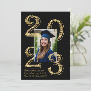 Invitación Graduación de fotografías Black and Gold 2023