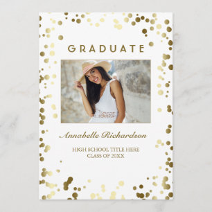 Invitación Graduación de fotografías de oro con puntos de con