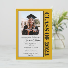 Invitación Graduación de fotografías en negro y oro