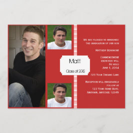 Invitación Graduación de fotografías en rojo y blanco