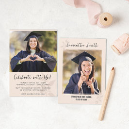 Invitación Graduación de fotografías Minimalistas neutrales