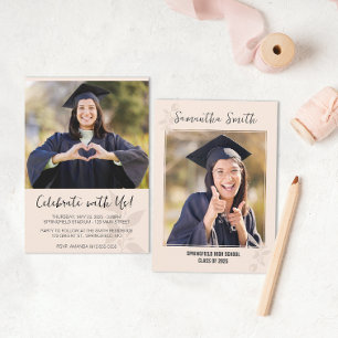 Invitación Graduación de fotografías Minimalistas neutrales