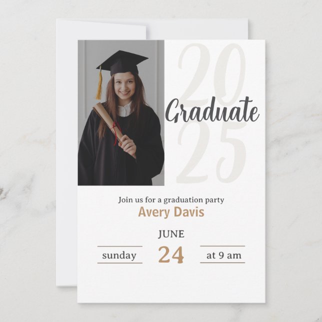 Invitación Graduación de fotos Casual moderna de moda (Anverso)