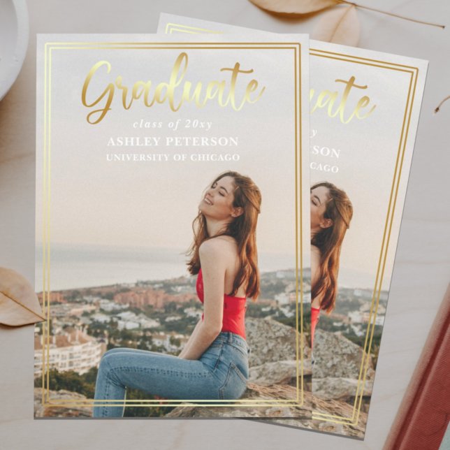 Invitación Graduación de fotos completas con guión de marco d (Subido por el creador)