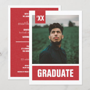 Invitación Graduación de fotos con textura de color rojo mode