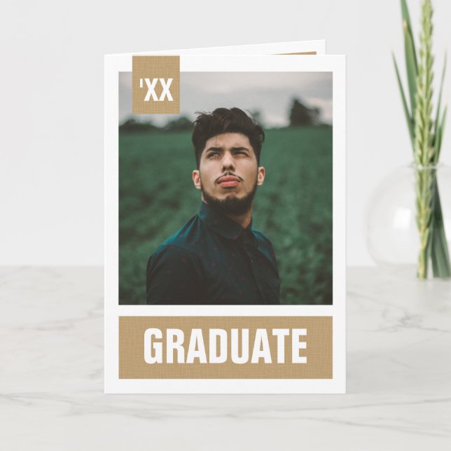 Invitación Graduación de fotos con textura moderna de oro (Anverso)