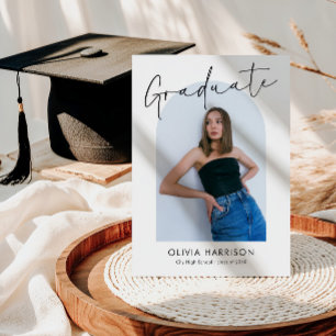 Invitación Graduación de fotos de arte de escritura moderna