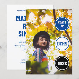 Invitación Graduación de fotos de círculos azules