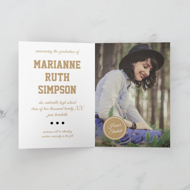 Invitación Graduación de fotos de círculos de oro (Interior)