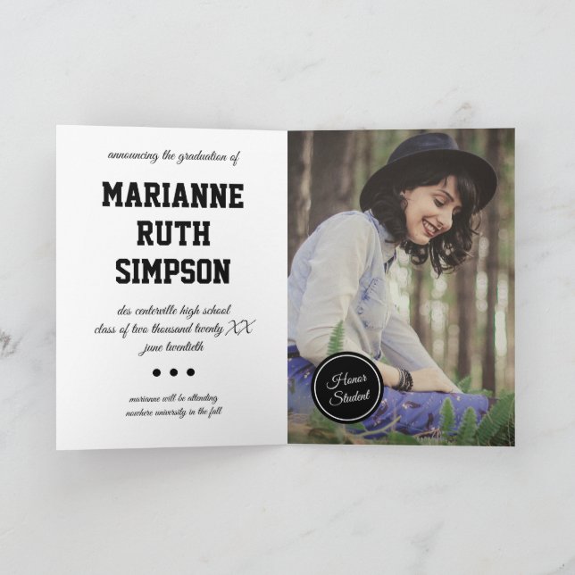 Invitación Graduación de fotos de círculos negros (Interior)