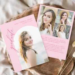Invitación Graduación de fotos de escritura rosada caliente