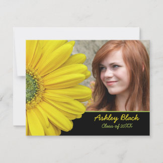 Invitación Graduación de fotos de flores de color amarillo Ge