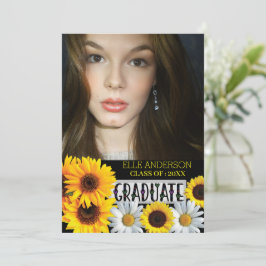 Invitación Graduación de fotos de girasol moderno