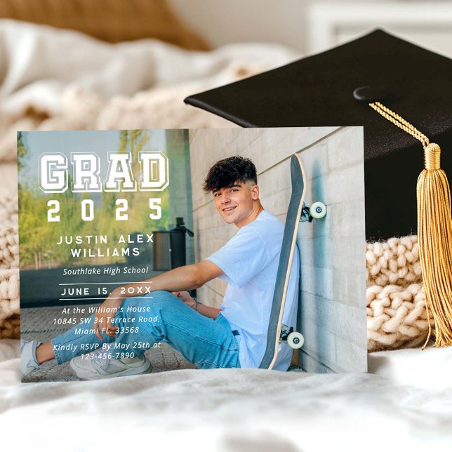 Invitación Graduación de fotos de grado moderno (Subido por el creador)