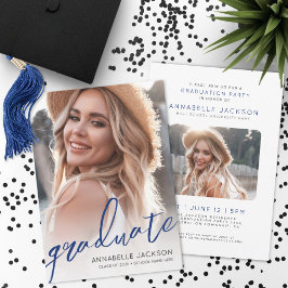 Invitación Graduación de Fotos de Graduado de Guión Azul
