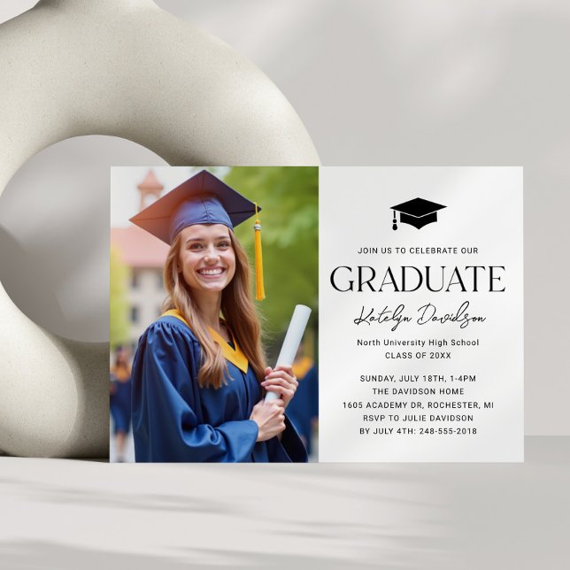 Invitación Graduación de fotos de graduados modernos (Subido por el creador)