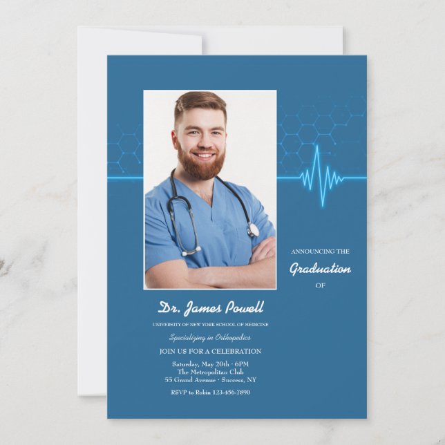 Invitación Graduación de fotos de la escuela Med (Anverso)