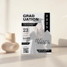Invitación Graduación de fotos de la revista de código qr en 