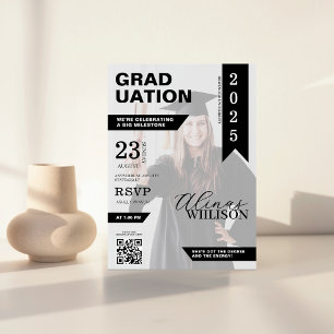 Invitación Graduación de fotos de la revista de código qr en 