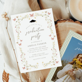 Invitación Graduación de fotos de mariposa y mariposa de flor