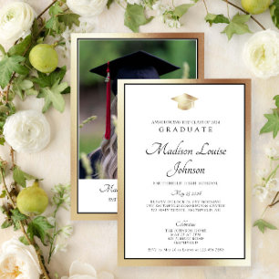 Invitación Graduación de fotos de oro de guión clásico